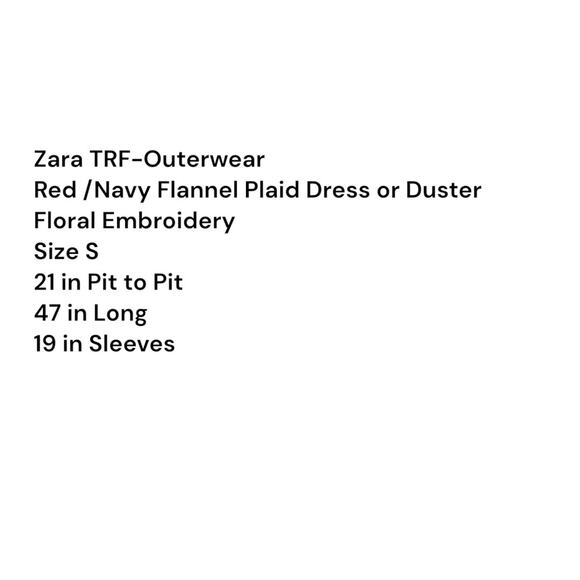 Zara Trf Outerwear Red Navy Blue Flannel Plaid Button Front Maxi Dress Duster - Picture 2 of 15
